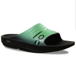 Oofos Women’s OOlala Slide Sandals Black/Seafoam Mens 8 Womens 10